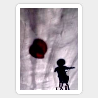 Biker With Red Balloons Shadows Sticker